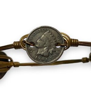 Bourbon and Bowties 1901 Coin Gold Toned Wire Wrapped Bracelet